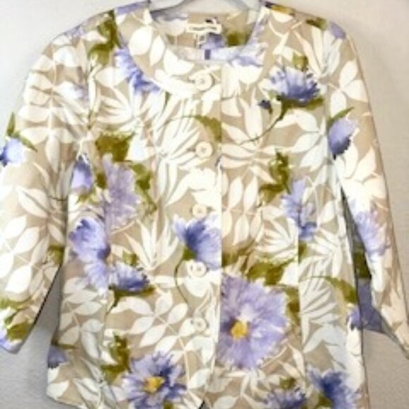 Coldwater Creek Floral Jacket 3/4 Sleeve Romantic Fairy Core Career - Picture 3 of 4